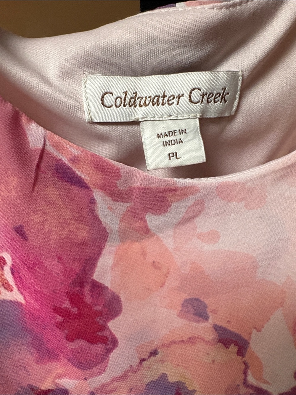 Coldwater Creek Floral Pink Tiered Ruffle Dress petite large - Picture 2 of 3